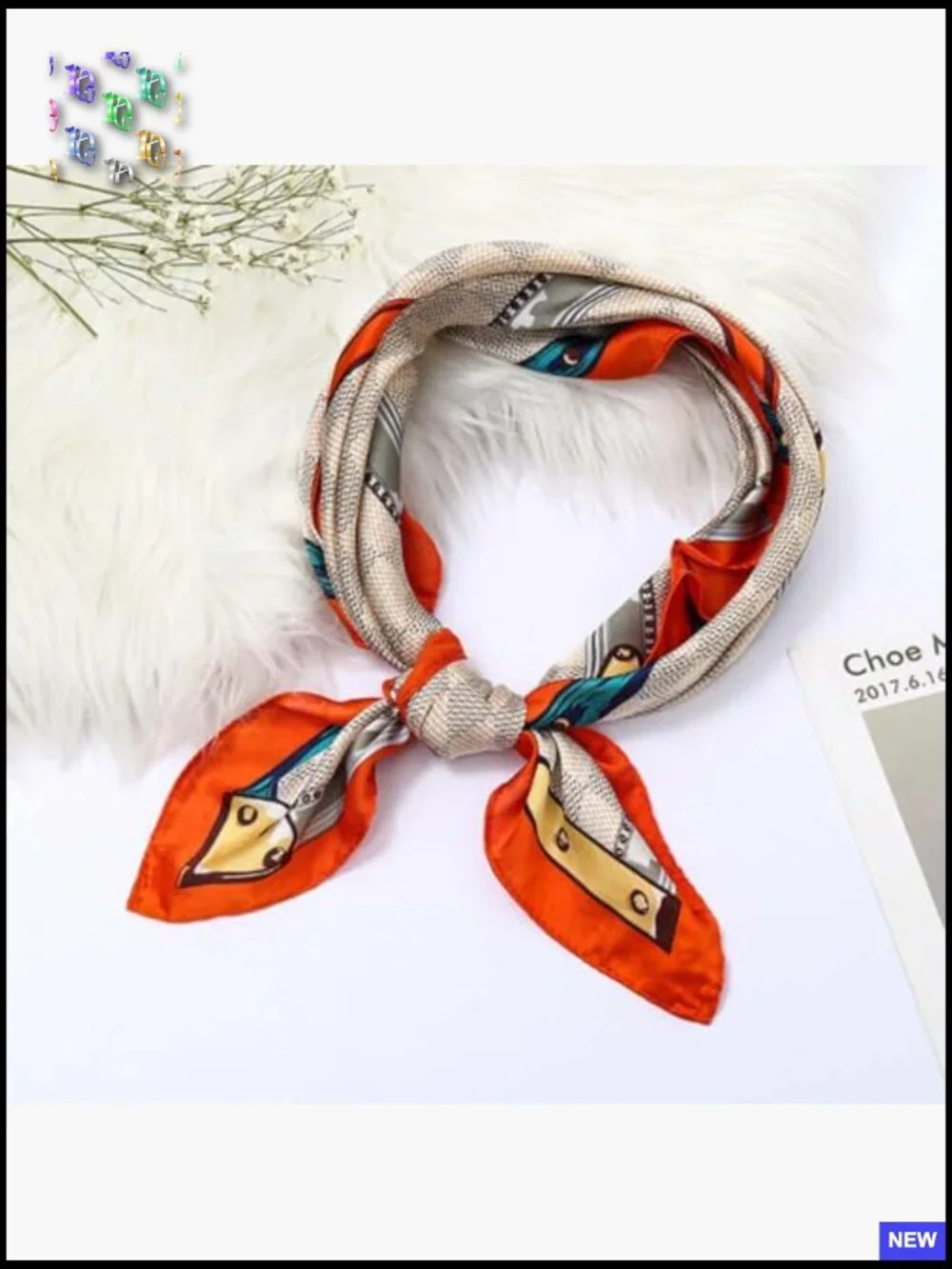 2pc Square Satin Scarves Lightweight Fashion Accessory Neckerchief Wrap